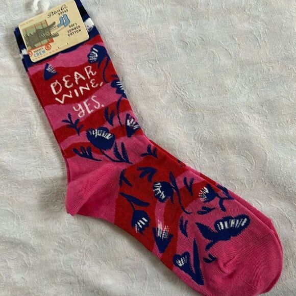 Blue Q women’s cotton crew socks - Dear Wine Yes! - Picture 3 of 9